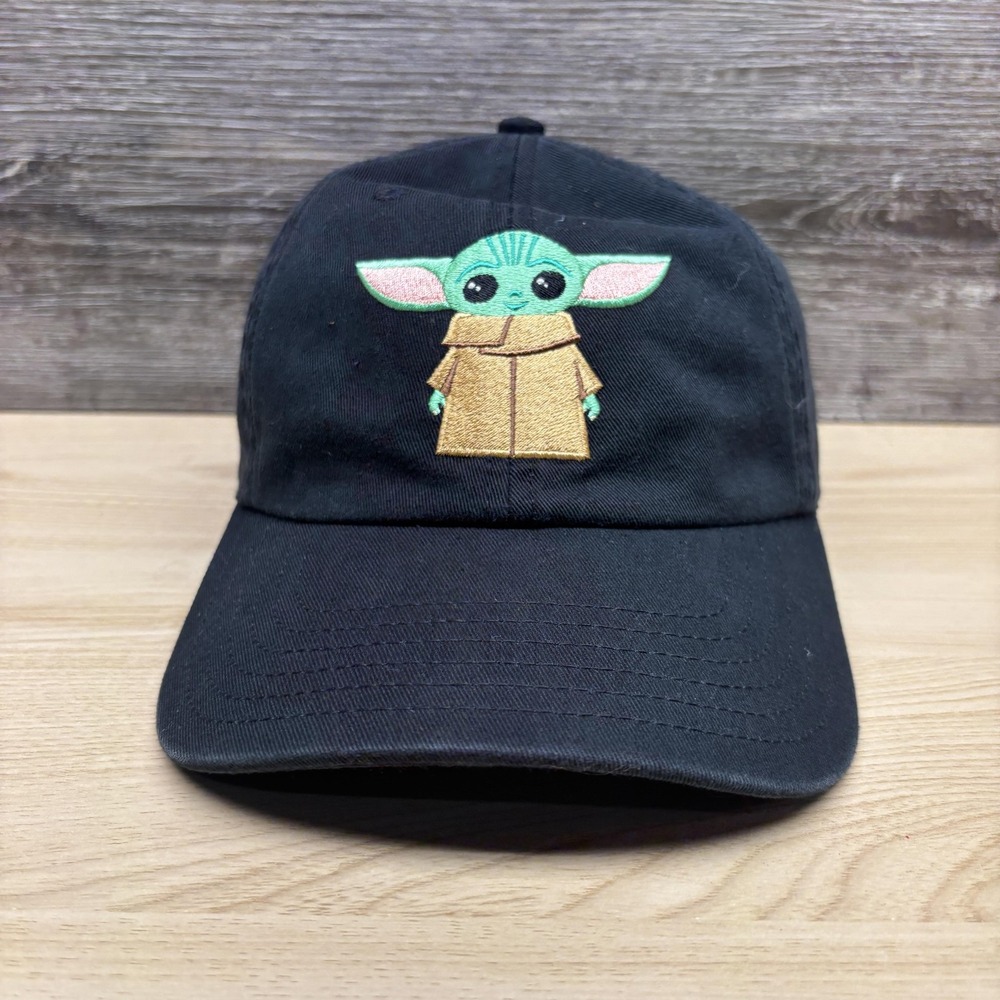 Star Wars Baby Yoda Hat Cap Strap Back Mens One Size Black Grogu Embroidered